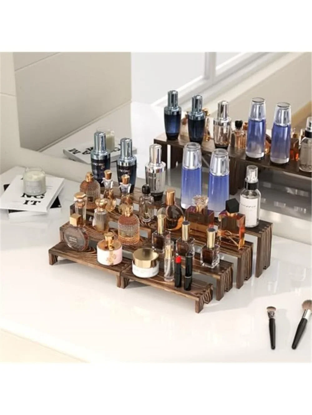 2 Set Wooden Tiered Risers Display Stands for Vendor Events,Stackable Wood Riser